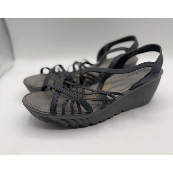 Skechers Parallel Crossed Wires Strappy Wedge Sandals Womens Size 11 Gray - Picture 1 of 11